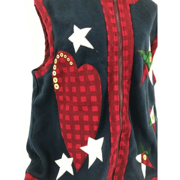 Unbranded sz XL fleece vest zip front primitive country design NWOT - Picture 3 of 7